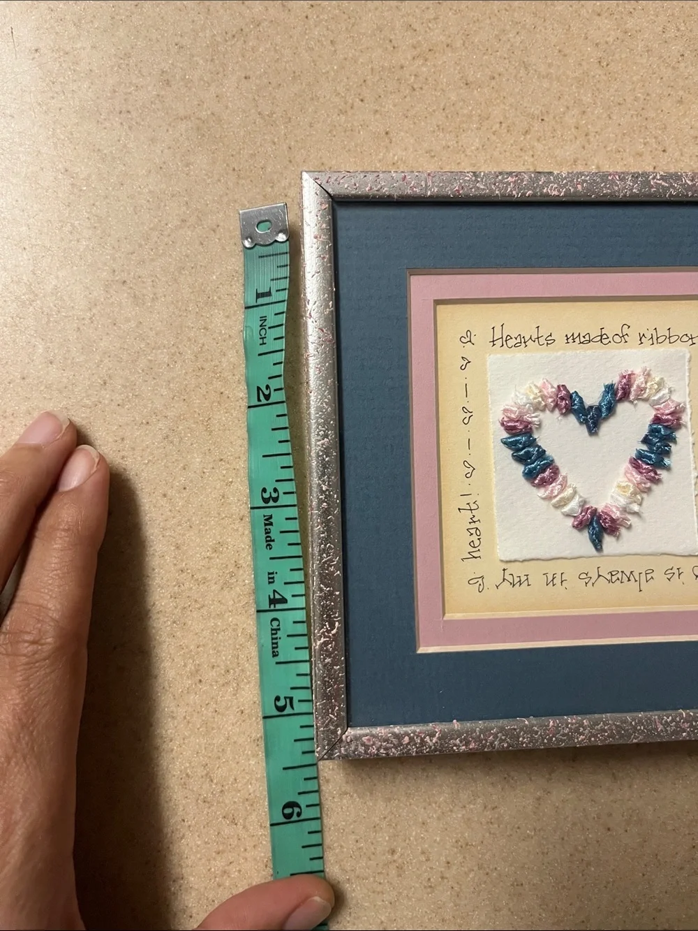 Vintage Dromedary Originals Framed Ribbon Art - Sister - Love - Heart